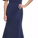 Eliza J  Women's Ruffled Sleeve Off-The-Shoulder Mermaid Gown NWT sz 2 Navy Blue Photo 0