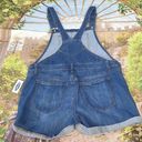 Old Navy denim distressed shorts overalls size medium Photo 2