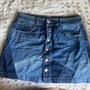 American Eagle High-Rise Patch Jean Mini Skirt Photo 0