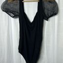 ZARA organza Puff sleeve ribbed ruched bodysuit Black medium Photo 3