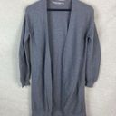 Athleta  Grey Long Open Front Cardigan Sweater Small Cotton Silk Blend Photo 1