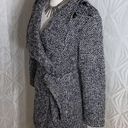 GUESS |  Black & White Tweed Wool Blend Coat Belted Photo 5