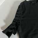 Who What Wear ruffle sleeve crew neck knit sweater black xs Photo 4