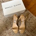 Manolo Blahnik Chaos Nude Patent Leather Heel Sandals— Size 8.5/38.5 Photo 2