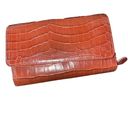 None Leather Snakeskin Double Gusset Bifold Wallet Zip Closure two button flap/zipper Photo 2