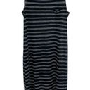 Vince  100% Linen Tank Dress in Navy Blue with White Stripes - Size L Photo 2