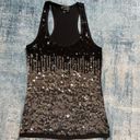 Jeknit Black Silver Gradient Ring Sequin Racerback Tank Top Small Photo 6