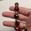 Monet Signed  Necklace Gold Tone Maroon Glass Bead / Ribbon - Beaded Photo 9