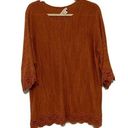 Coldwater Creek  Size Petite Large Orange Linen Blend Crochet Hem Sweater Photo 0