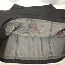 Denim & Co Vintage denim charcoal black midi skirt with floral embroidery XL . Photo 5