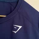 Gymshark  Drawstring Long Sleeve Elbow Key Hole Crop Top in Navy Blue Sz. Small Photo 5