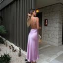 ZARA Dress Maxi Wedding Straps Lingerie Open Back Satin Effect Party Coctail Photo 2