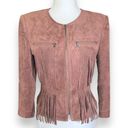 BCBG Max Azria Reiss Vegan Suede Leather Jacket Fringe Accents Toffee Brown Photo 0