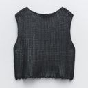 ZARA NWT  FOIL KNIT VEST IN BLACK  (Cropped round neck vest) Size Small Photo 5