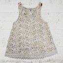 Ecote  Ivory Lace Crochet Sleeveless Coverup Wide Strap Women's Top Size Medium Photo 6