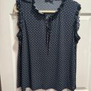 Tommy Hilfiger BLOUSE NAVY BLUE WHITE POTS SLEEVELESS TOP SIZE L Photo 0