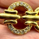 Swavorski Vintage Swarovski swan circle bar gold tone brooch Photo 6