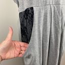 Heartloom  Mini Dress‎ M Gray Knit Black Lace Racerback Pockets Sleeveless Photo 4