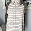 7th Ray Long Sleeve Raglan Double Hoodie Top  Camo & Grey Stripes Medium Photo 8