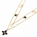 Black And White Clovers Gold Layered Necklace Photo 4