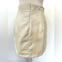 Mittoshop NEW  Cream Faux Leather Round Hem Mini Skirt Size Small Photo 4