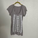 Garnet Hill  Gray  Embroidered blouse XS Photo 2