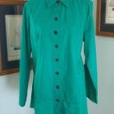 kim rogers  Petite Teal Green Button Down Linen Shirt Lightweight Shacket  PL Photo 0