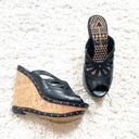 Jessica Simpson  Kayla Platform Wedge Sandals Open Toe Black Leather 9.5 Slip On Photo 0