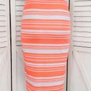 Brat Star  Neon Striped Pencil Skirt Small White Pink Photo 5