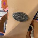 Fossil  size 6 wood heel brown floral sandals shoes Photo 5