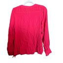 Habitual  Top Womens Small Coral Split Neck Popover Sheer Long Sleeve Blouse Photo 3