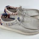 Hey Dude  Wally off white patriotic slip on loafers lightweight size 9 Photo 1