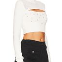 Lovers + Friends  Maddy Cutout Embellish Crop Sweater SMALL White Rhinestone NEW Photo 1