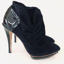 L.A.M.B. New Glamorous Suede Leather Ruched Ankle Bootie Black 6 Photo 1