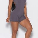 Bombshell sportswear Open Back Tee Bodysuit Short, Gray Smocke Photo 2