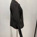 Cole Haan  Black Collarless Quilted Faux Leather Jacket Size Medium Photo 4