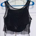 Sincerely Jules  Crop Top Medium Rhinestone Mesh crystal Fishnet Flowy tank scoop Photo 3