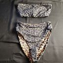 Good American Good‎ American Better Band Reversible Leopard Bandeau Bikini Set Women’s XS Photo 4