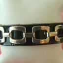 Handmade  silvertone link leather snap Bracelet Photo 3