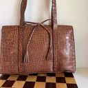 Liz Claiborne Vintage 90s  Brown Snake Leather Bow Detail Shoulder Bag Photo 0