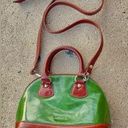 Vera Pelle Vintage Purse Di  Green Leather Dome Satchel Crossbody Made in Italy. Photo 0