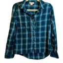 Ariat  Shirt Women's Medium Plaid Rodeo Western Festival Blue Lace up Photo 8