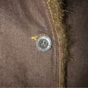 Denim & Co  Vintage Brown Denim Coat Faux Fur Lined Cuffs Collar Button Front SMALL Photo 4