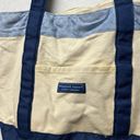 Vineyard Vines  canvas tote zipper closure blue cream medium Photo 8