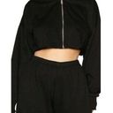 Naked Wardrobe  Size 1X Hoodie Womens Black Cropped Zip Up Solid NWT Photo 0