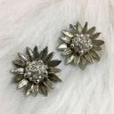 Daisy Silver tone & rhinestone floral earrings, sunflower aster  flower jewelry Photo 0