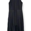 Halston Heritage  Round Neck Sleeveless Pleated High Low Midi Dress Black Size 4 Photo 0