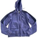 Adidas  Jacket Women Medium Purple Fleece Black Stripe Zip Hooded Cotton Poly Photo 0