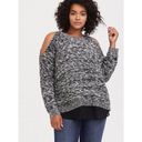 Torrid  Womens Sweater Sz 4 4X 26 Black White Marled Pullover Chiffon Underlay Photo 3