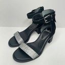 Zodiac  Sandals Womens 7.5 Black Leather Ankle-Strap Block-Heel Rhinestone Zip Photo 0